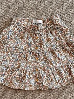 LC Lauren Conrad Cream Floral Button-Front Skirt